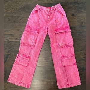 SHEIN High Rise Pink Cargo Jeans